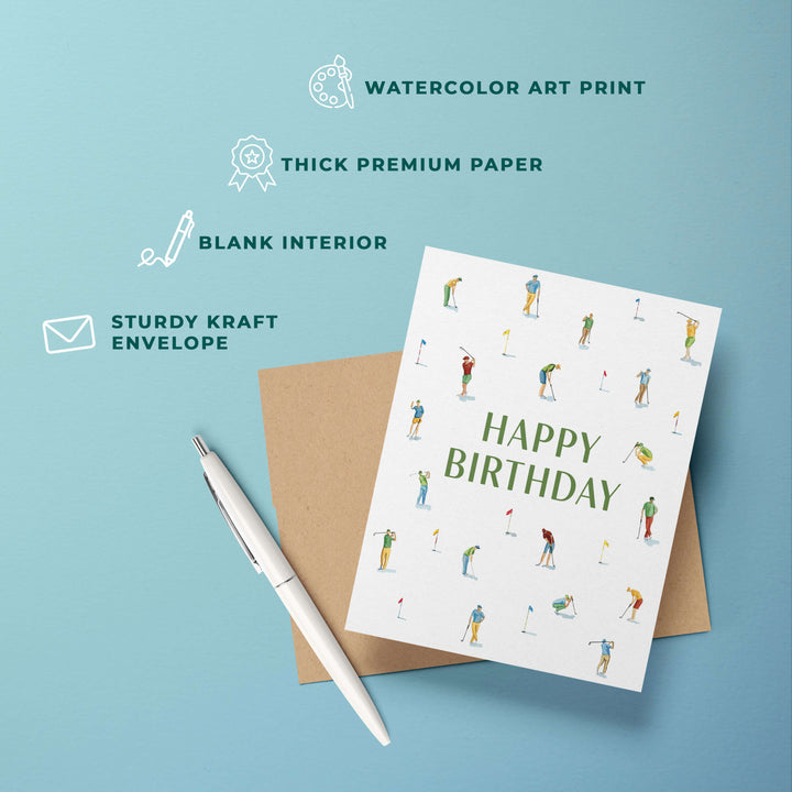 Golfer Happy Birthday Card | Blank Interior