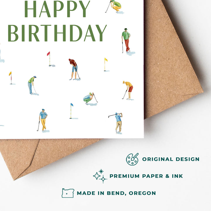 Golfer Happy Birthday Card | Blank Interior
