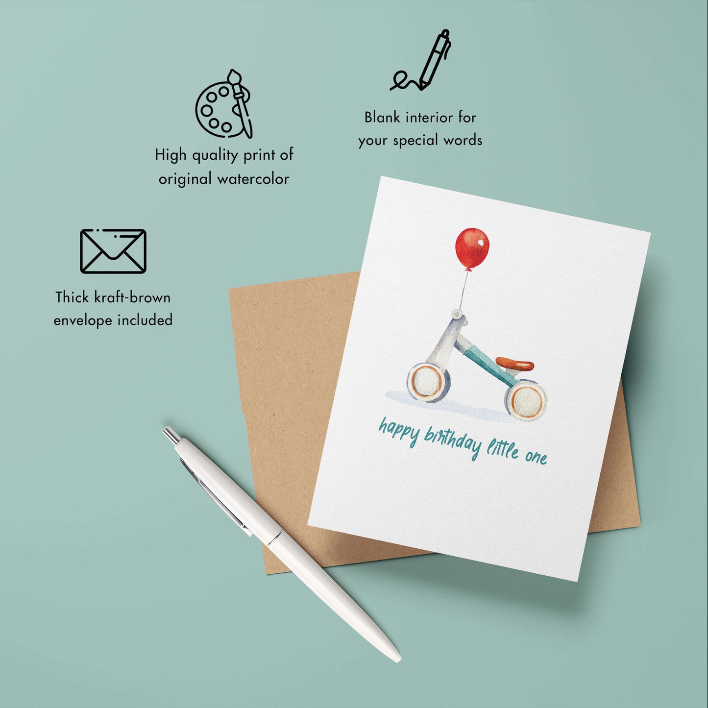 Little One Bicycle First Birthday Greeting Card