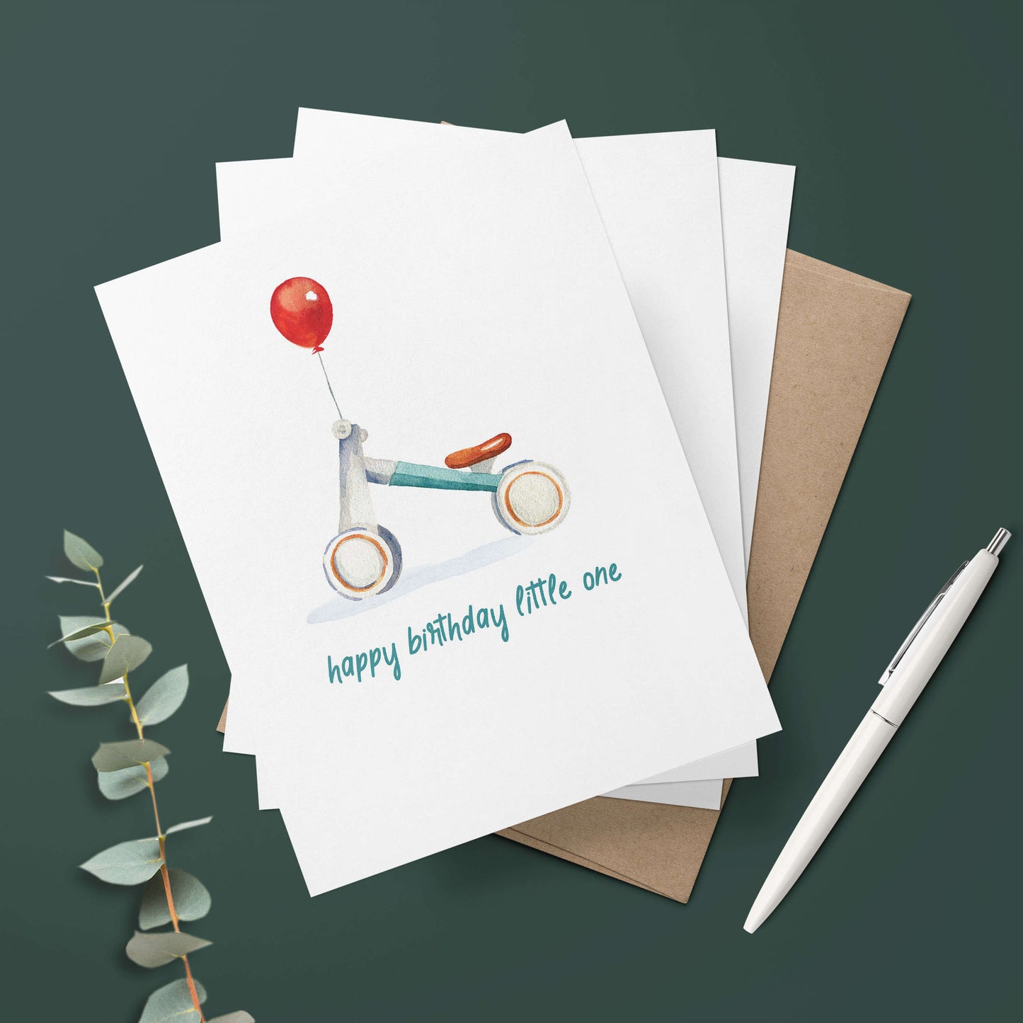 Little One Bicycle First Birthday Greeting Card