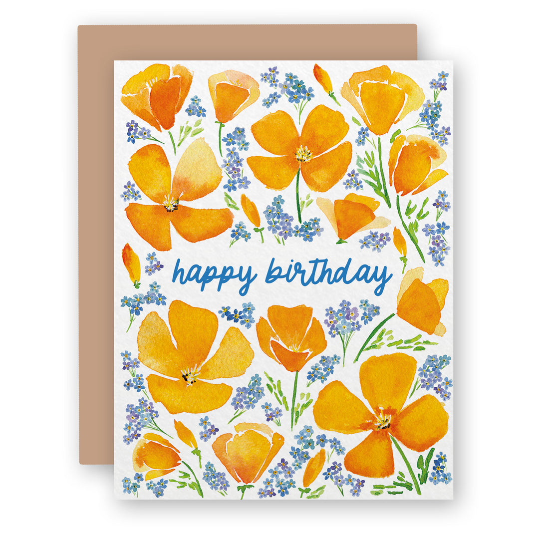 CA Poppy Birthday Card