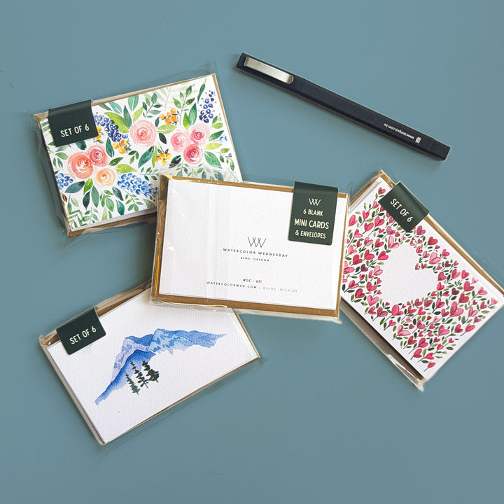 Mini Cards | Set of 6 | Minimalist Mountain