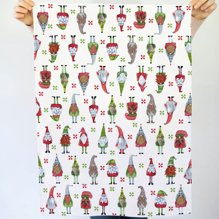 Tea Towel with Christmas Gnomes