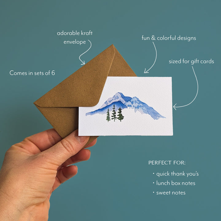 Mini Cards | Set of 6 | Minimalist Mountain