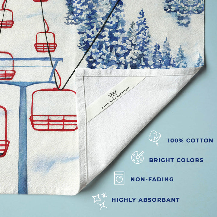 Red Chair Ski Lift | Tea Towel