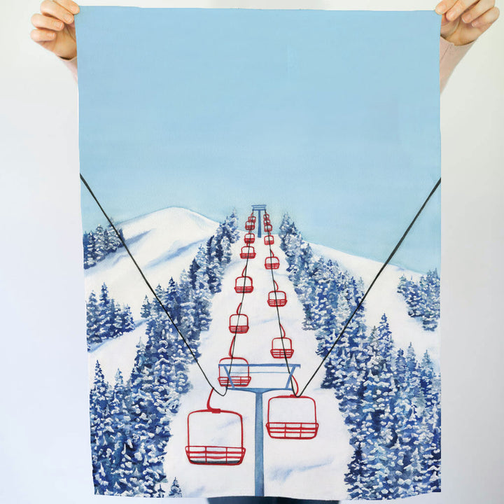Red Chair Ski Lift | Tea Towel