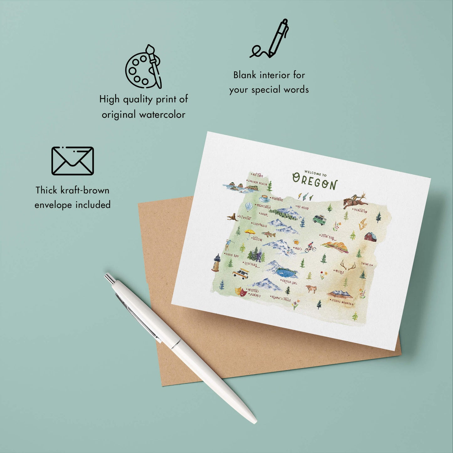 Oregon Illustrated | Everyday Souvenir Greeting Card