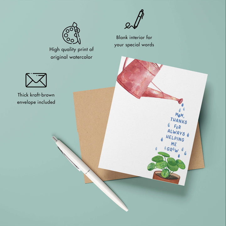 a mother's day card with a picture of a watering can on it