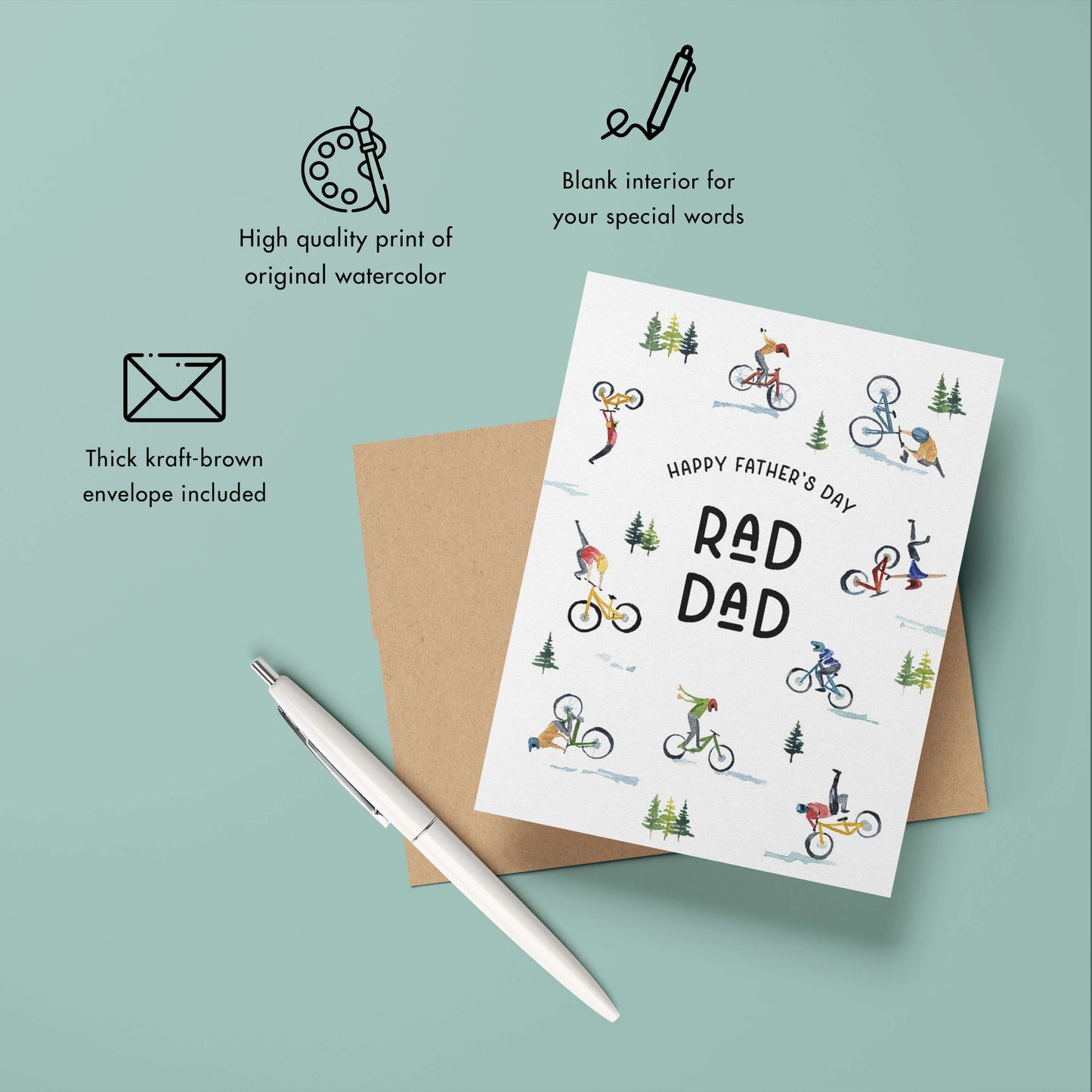 Rad Dad | Mountain Biker Father's Day Greeting Card