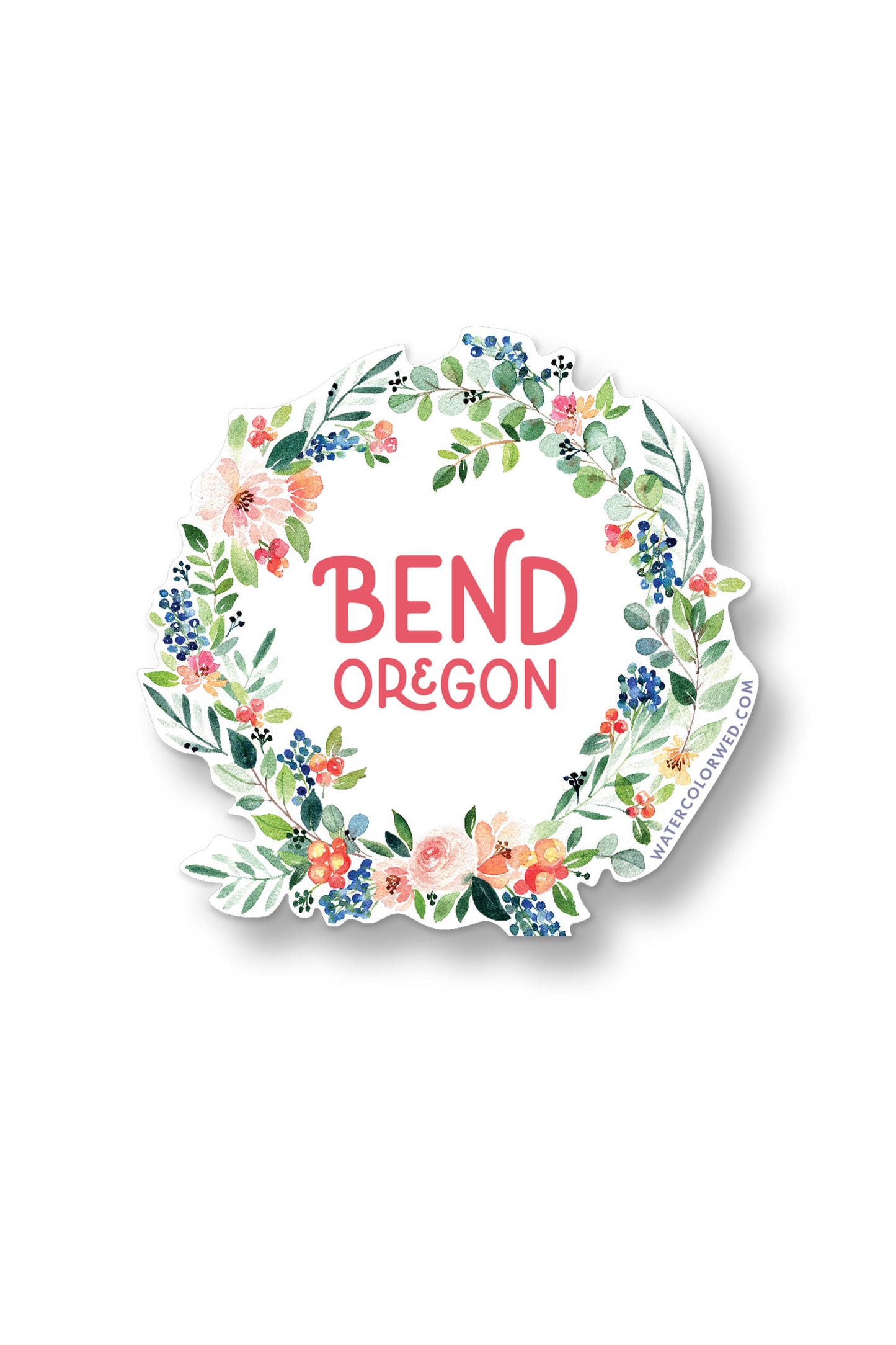 Bend, OR Floral Wreath Sticker