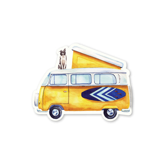 Yellow Vintage VW Bus Sticker