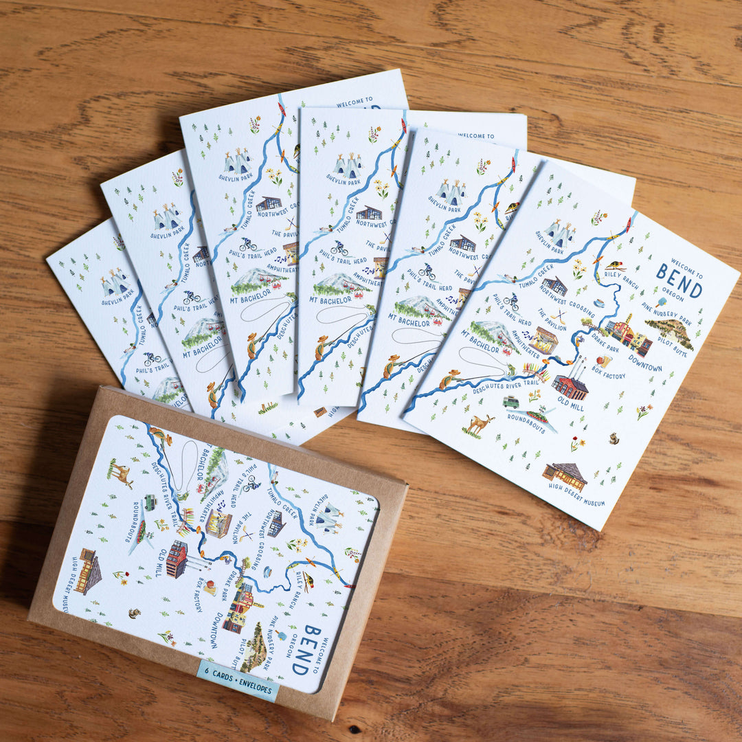 Bend, Oregon Illustrated | Watercolor Souvenir Map | Greeting Card