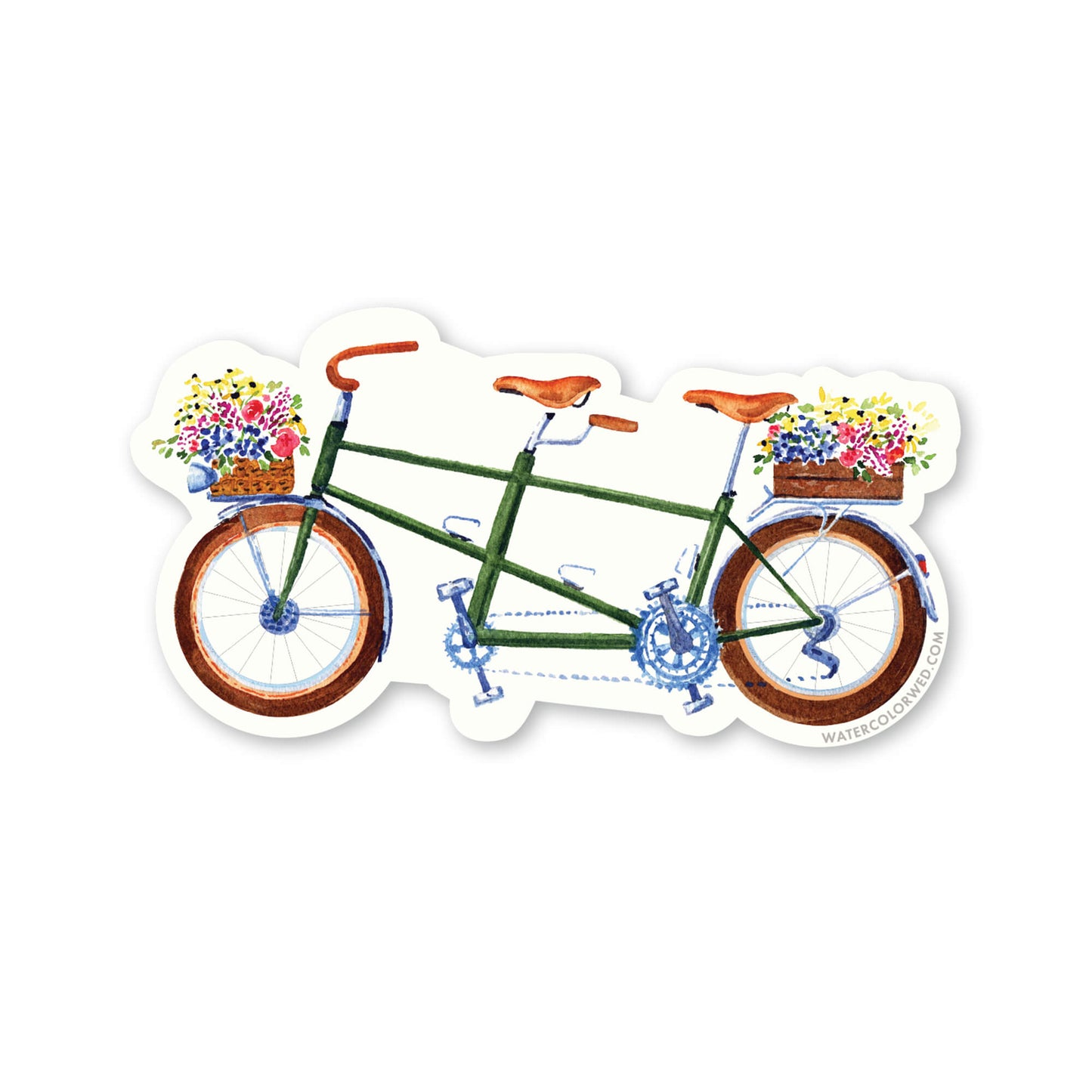 Tandem with Flowers Sticker