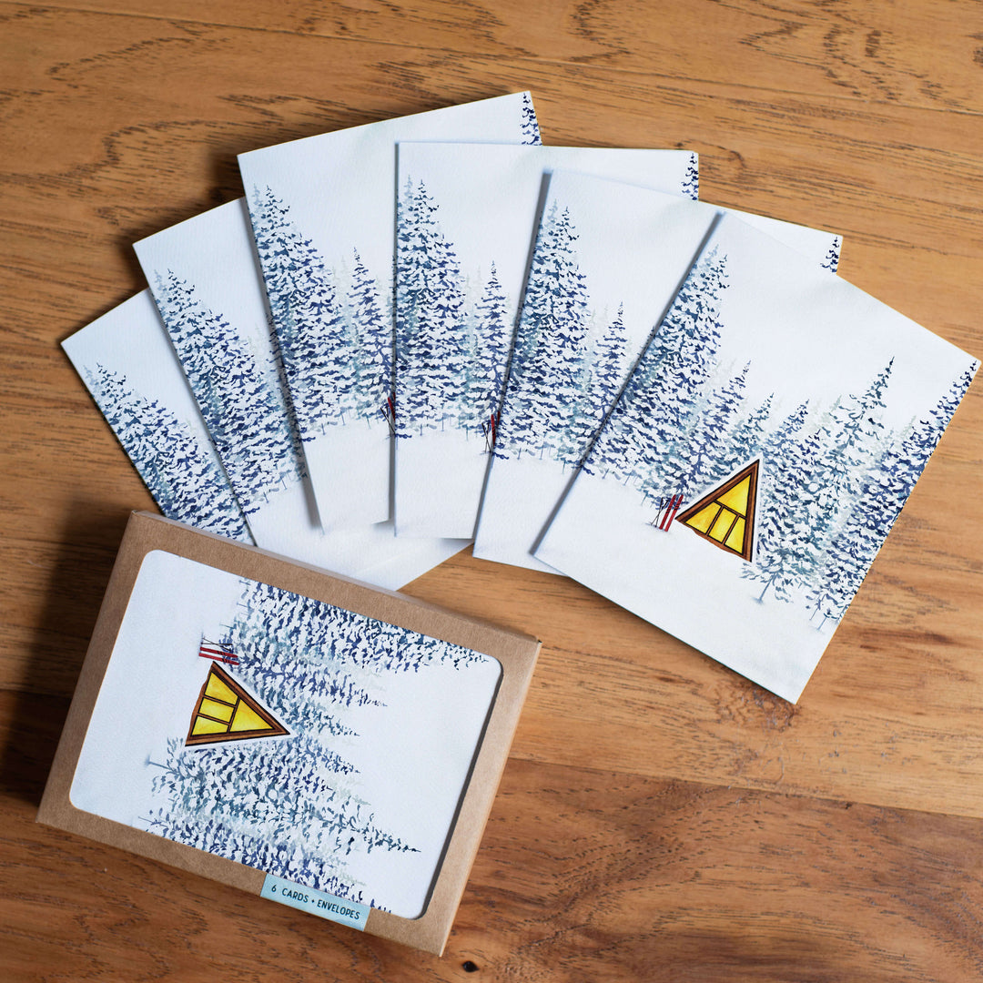 Snowy Cabin A-Frame | Greeting Card