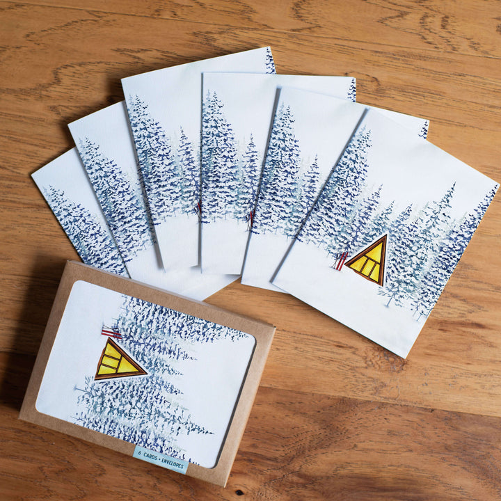 Snowy Cabin A-Frame | Greeting Card