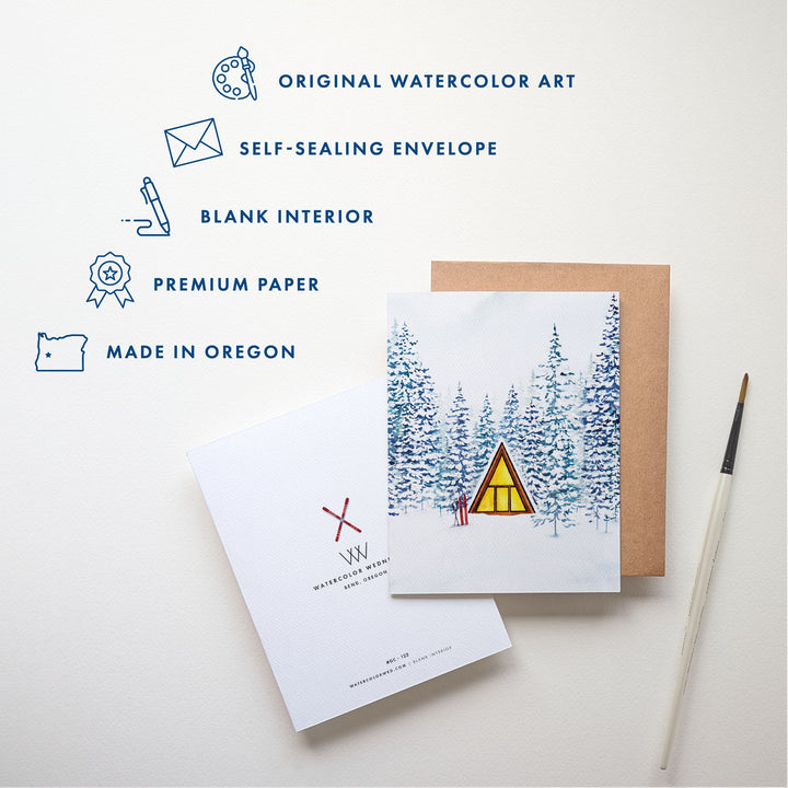 Snowy Cabin A-Frame | Everyday Card