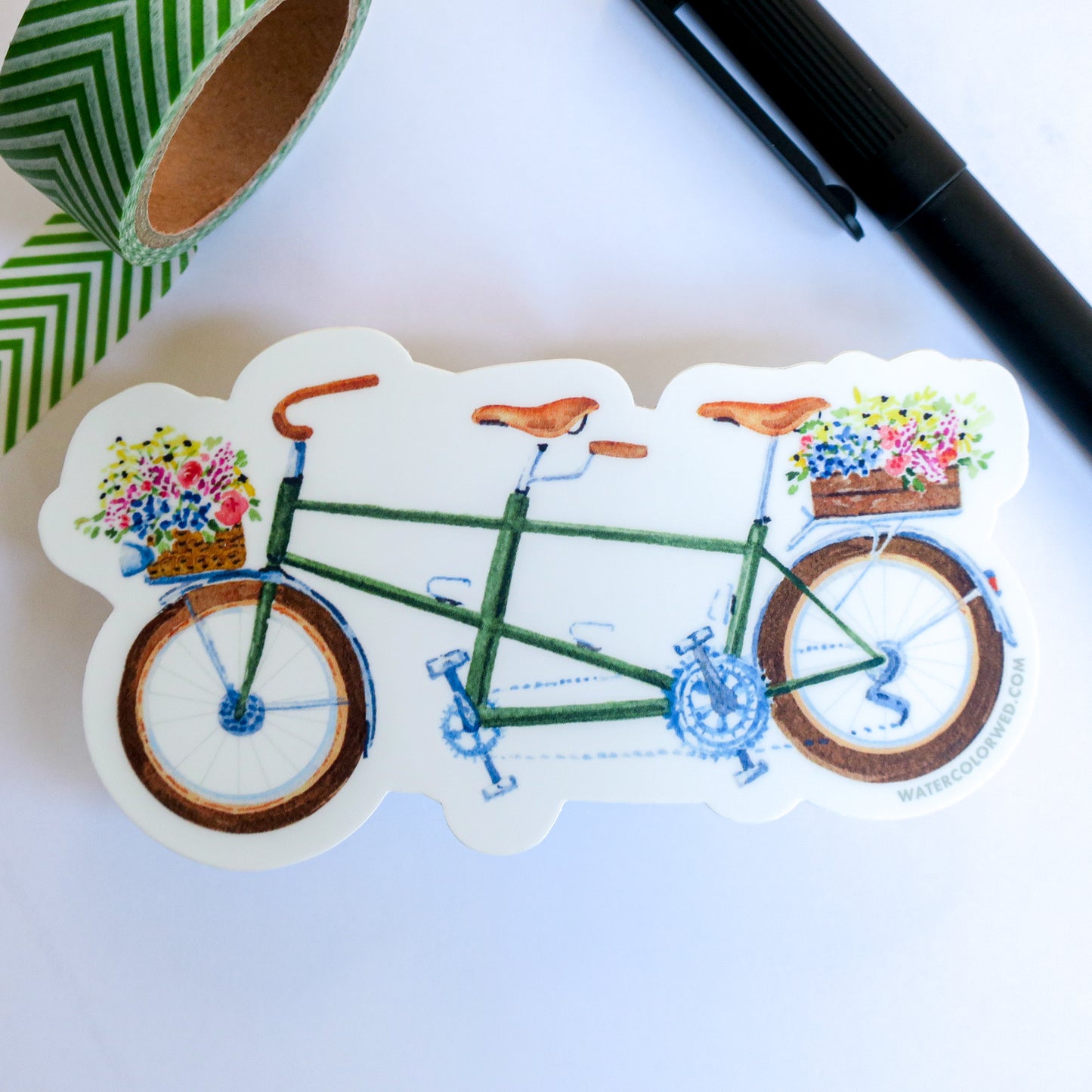 Tandem with Flowers Sticker