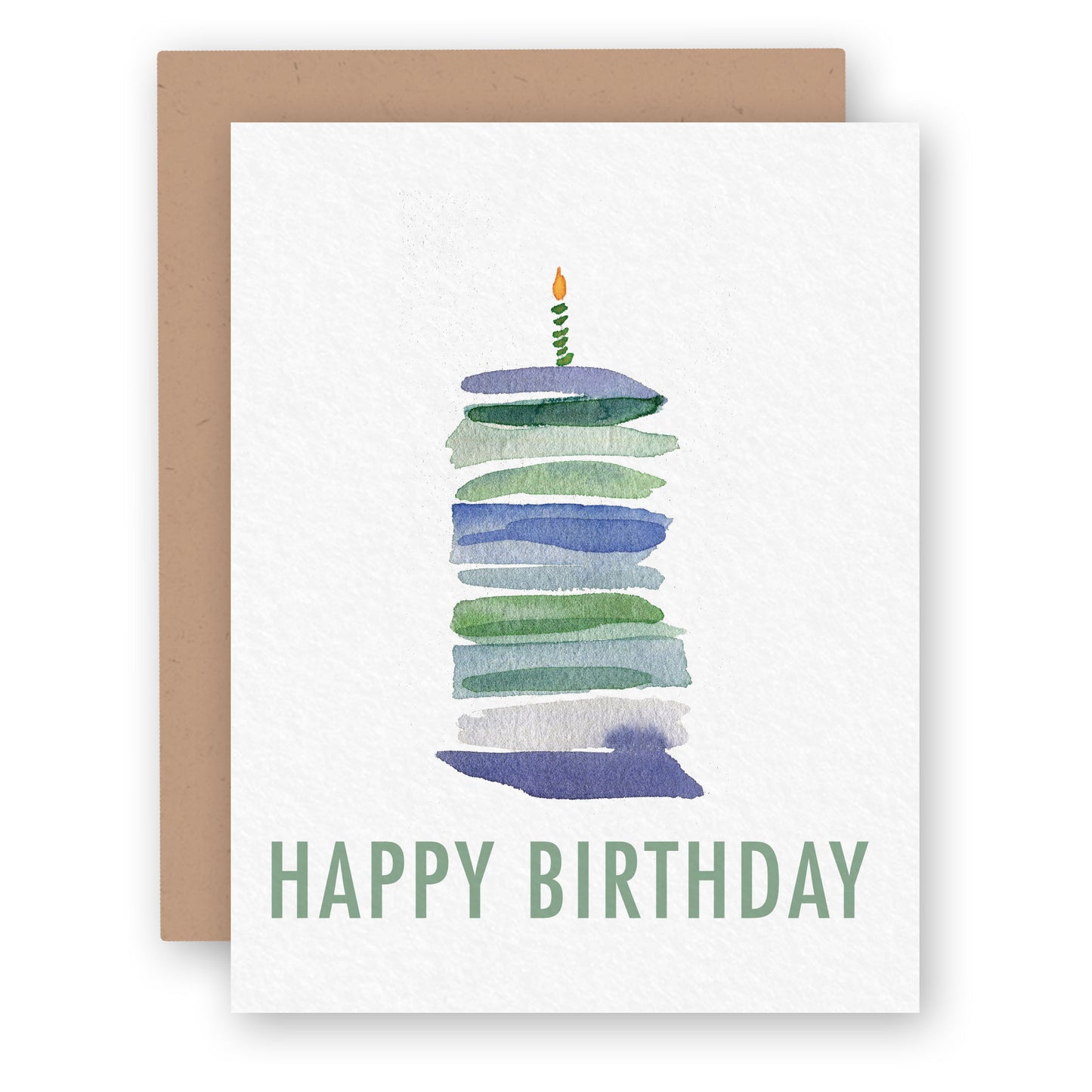 a birthday card with a watercolor painting of a birthday cake