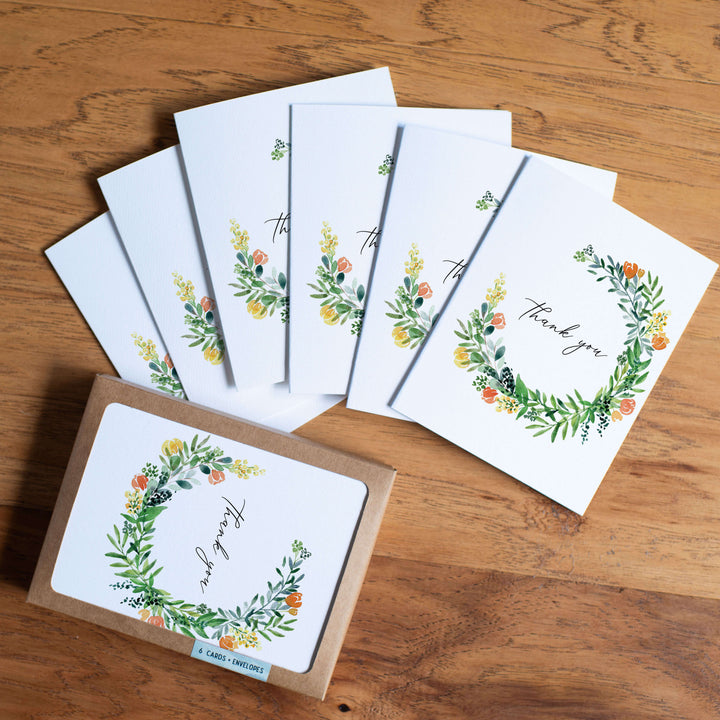 Wildflower Wreath | Thank You Greeting Card Set of 6