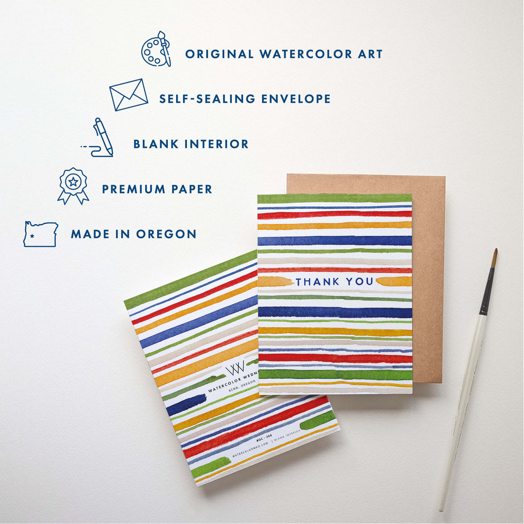 Watercolor Stripes | Thank You