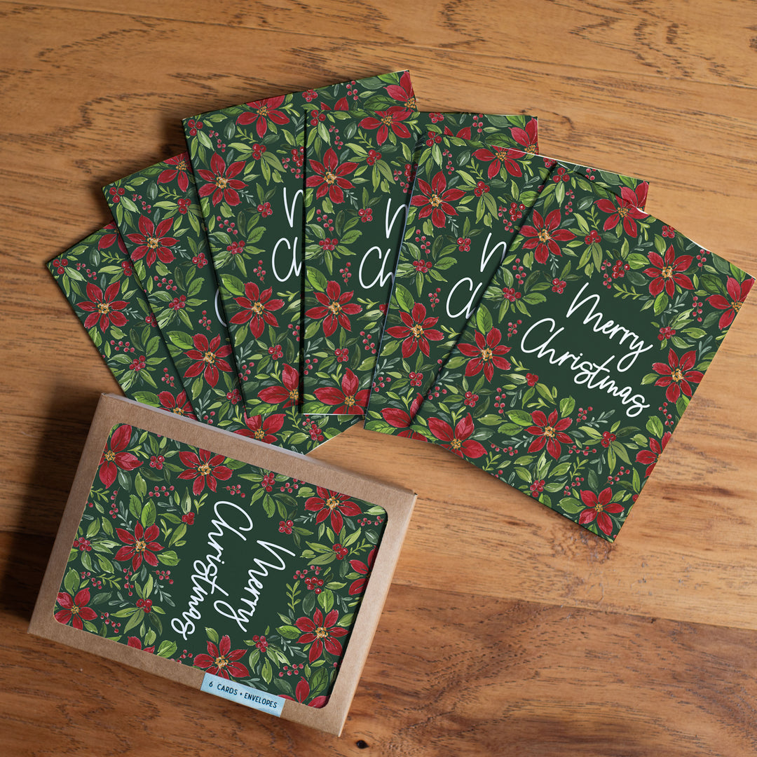 Poinsettia Merry Christmas | Holiday Boxed Card Set