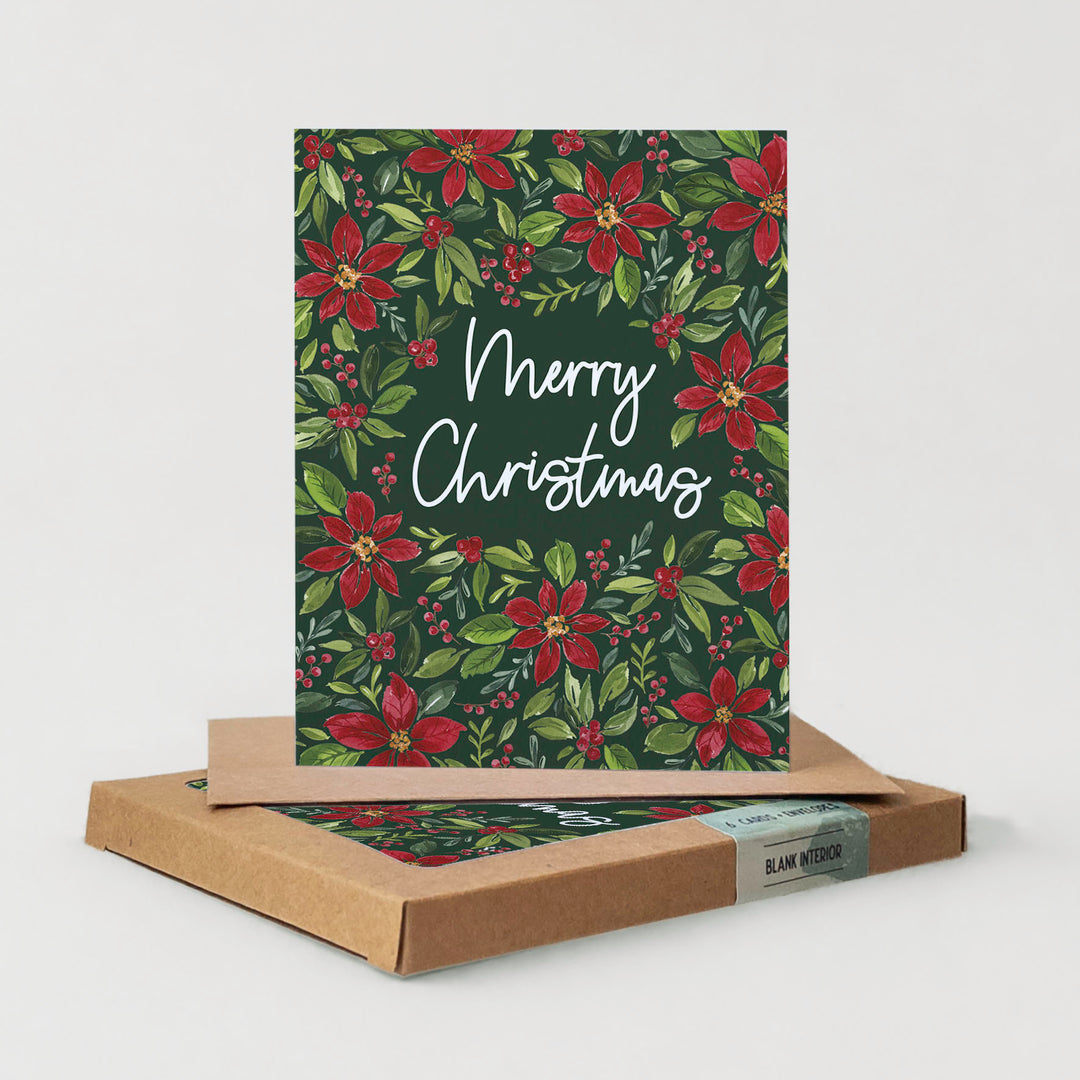 Poinsettia Merry Christmas | Holiday Boxed Card Set