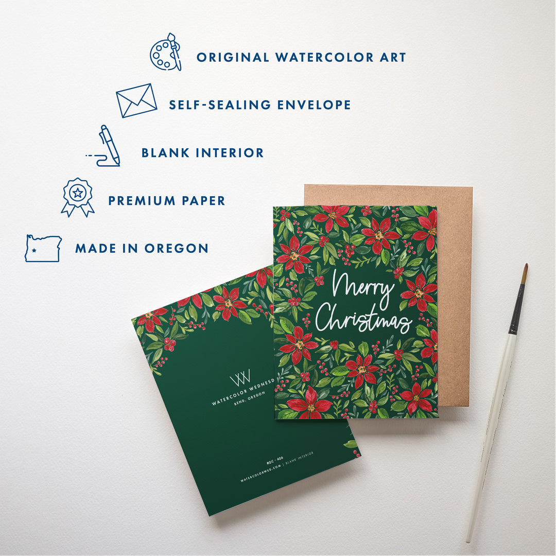Poinsettia Merry Christmas | Holiday Boxed Card Set