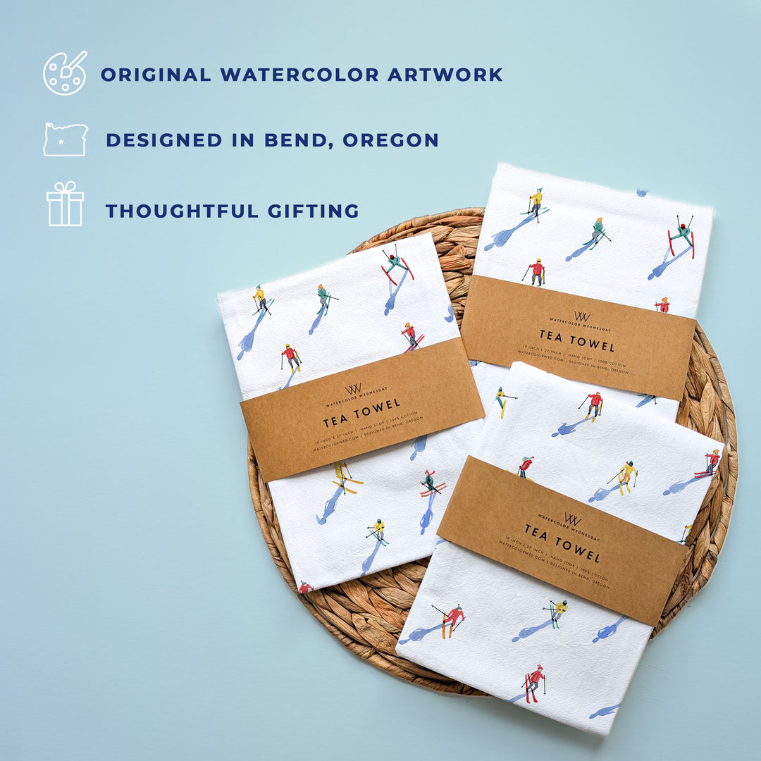Skiers | Tea Towel