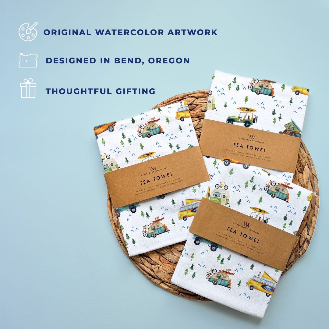 Adventure Trucks &amp; Pups | Tea Towel