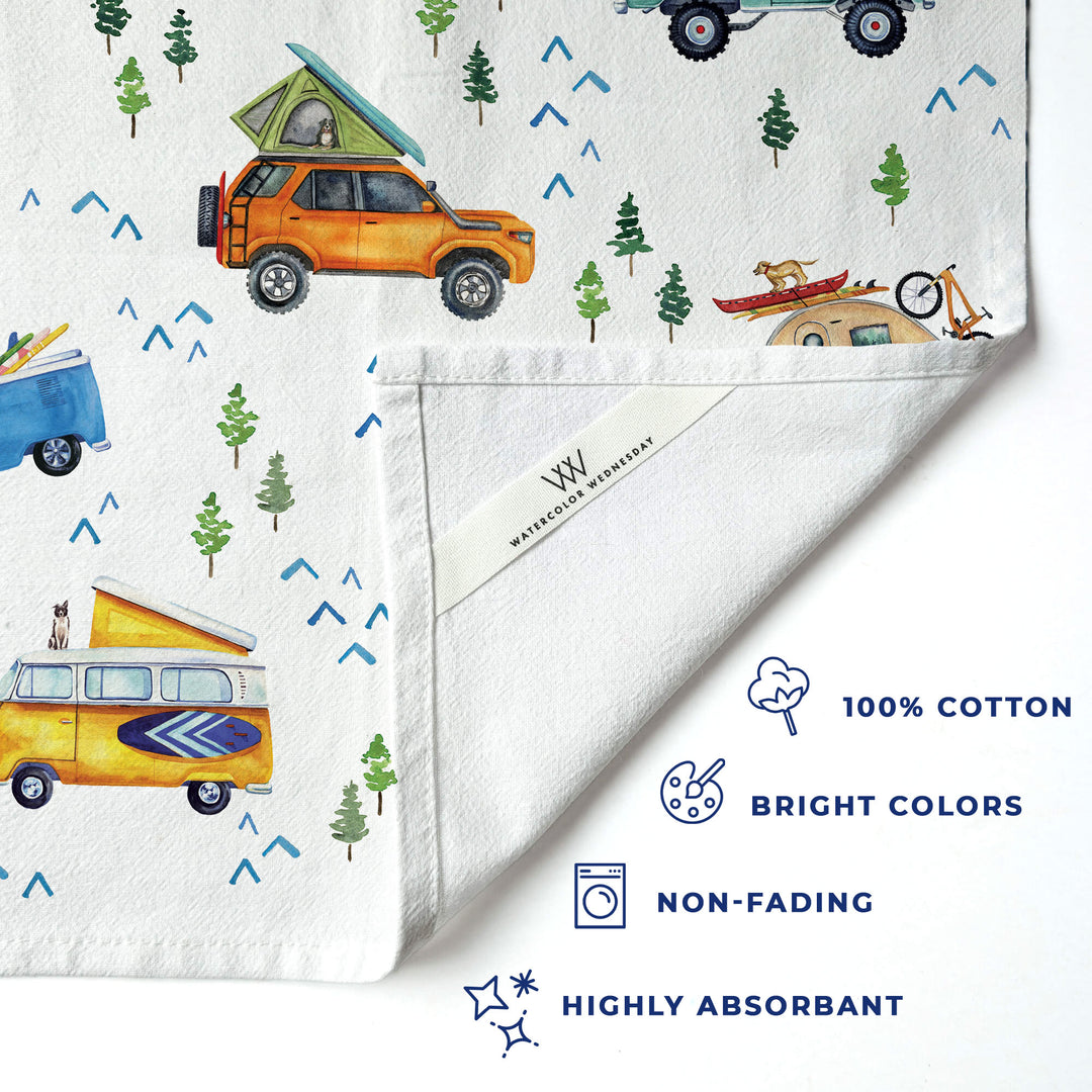 Adventure Trucks &amp; Pups | Tea Towel