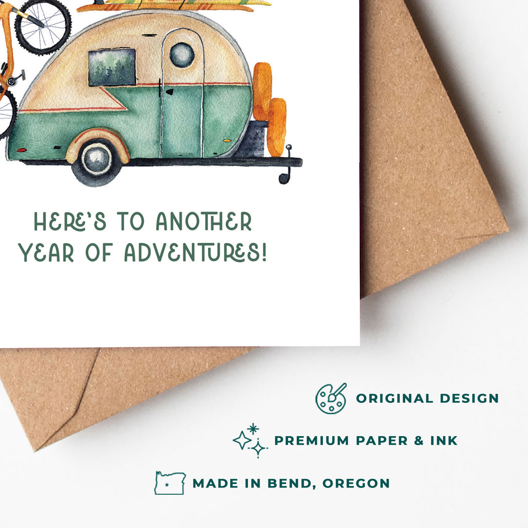 Adventure Camper Card for Birthdays or Anniversary