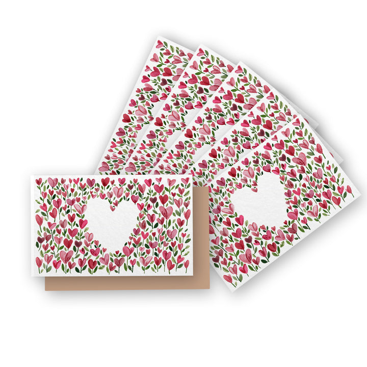 Heart Flowers | Set of 6 | Mini Cards