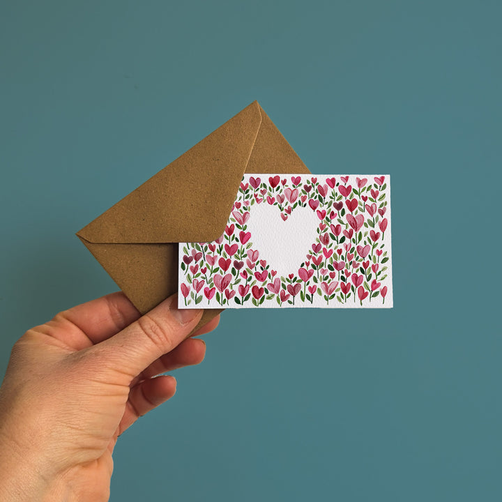 Heart Flowers | Set of 6 | Mini Cards