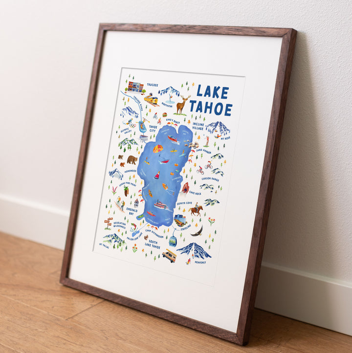 Lake Tahoe Illustrated Map | Art Print