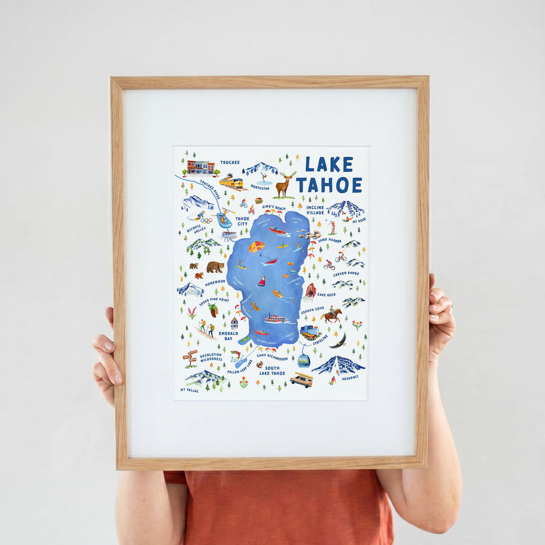 Lake Tahoe Illustrated Map | Art Print