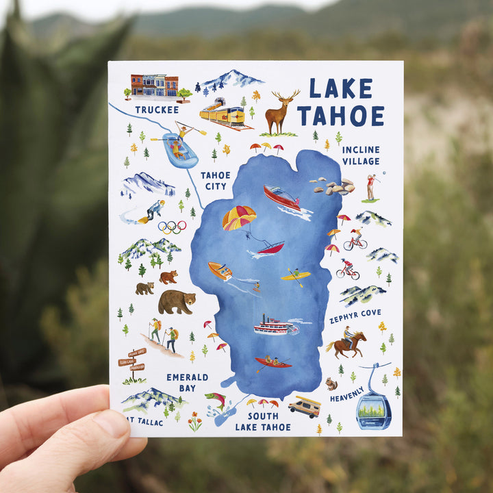 Lake Tahoe Map | Greeting Card