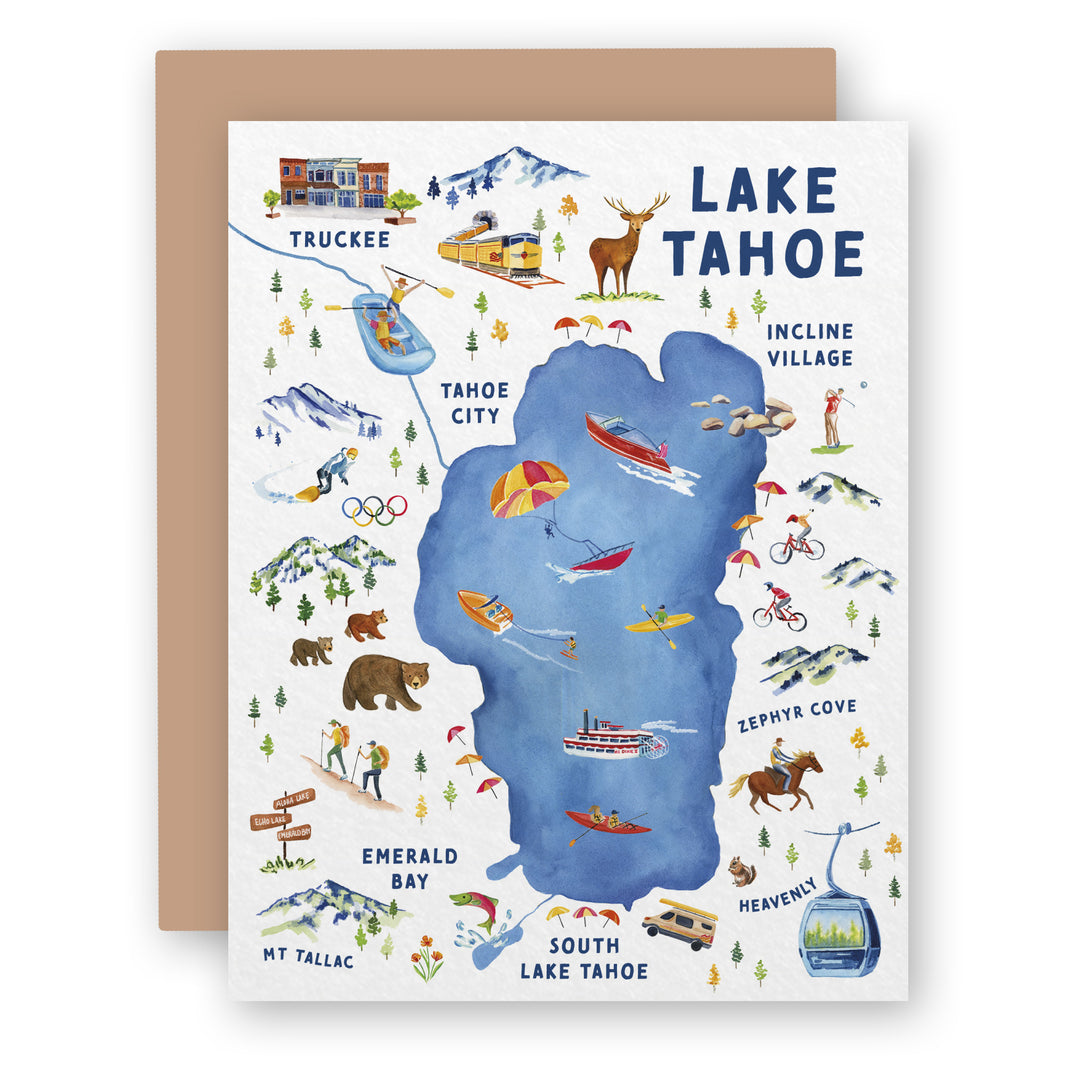 Lake Tahoe Map | Greeting Card