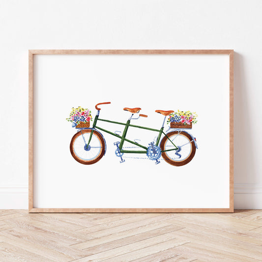 Riding into Yesteryears | Green Tandem Flower Bicycle