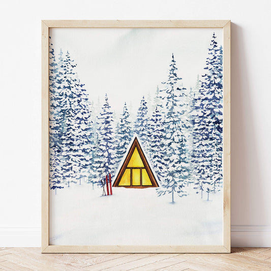 Snow Cabin A-Frame Landscape