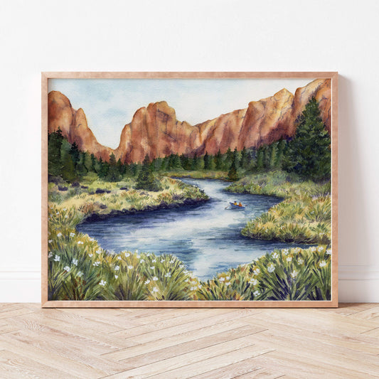 Smith Rock Canoes | Watercolor Art Print