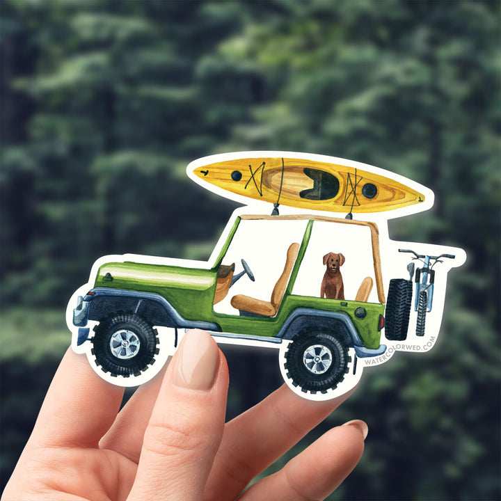 retro SUV adventure sticker