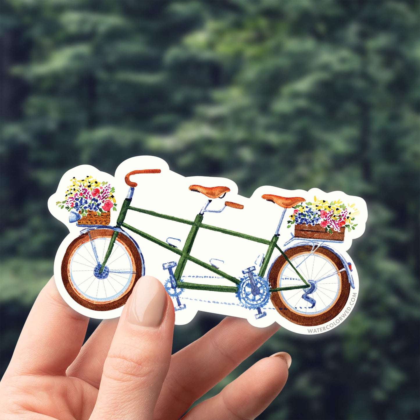 Tandem with Flowers Sticker