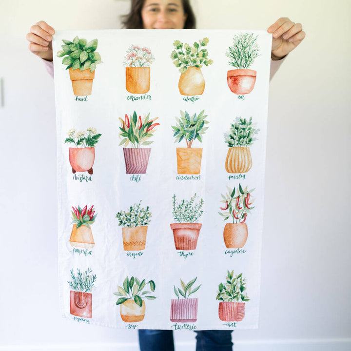 Culinary Herbs & Spices Tea Towel