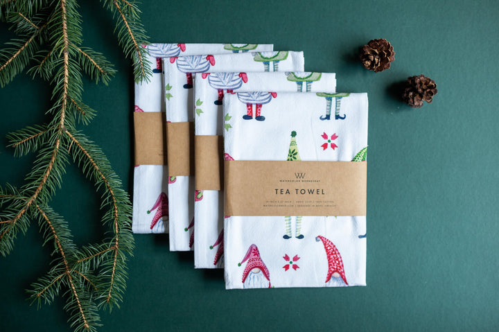 Scandinavian Christmas Gnome Tea Towel