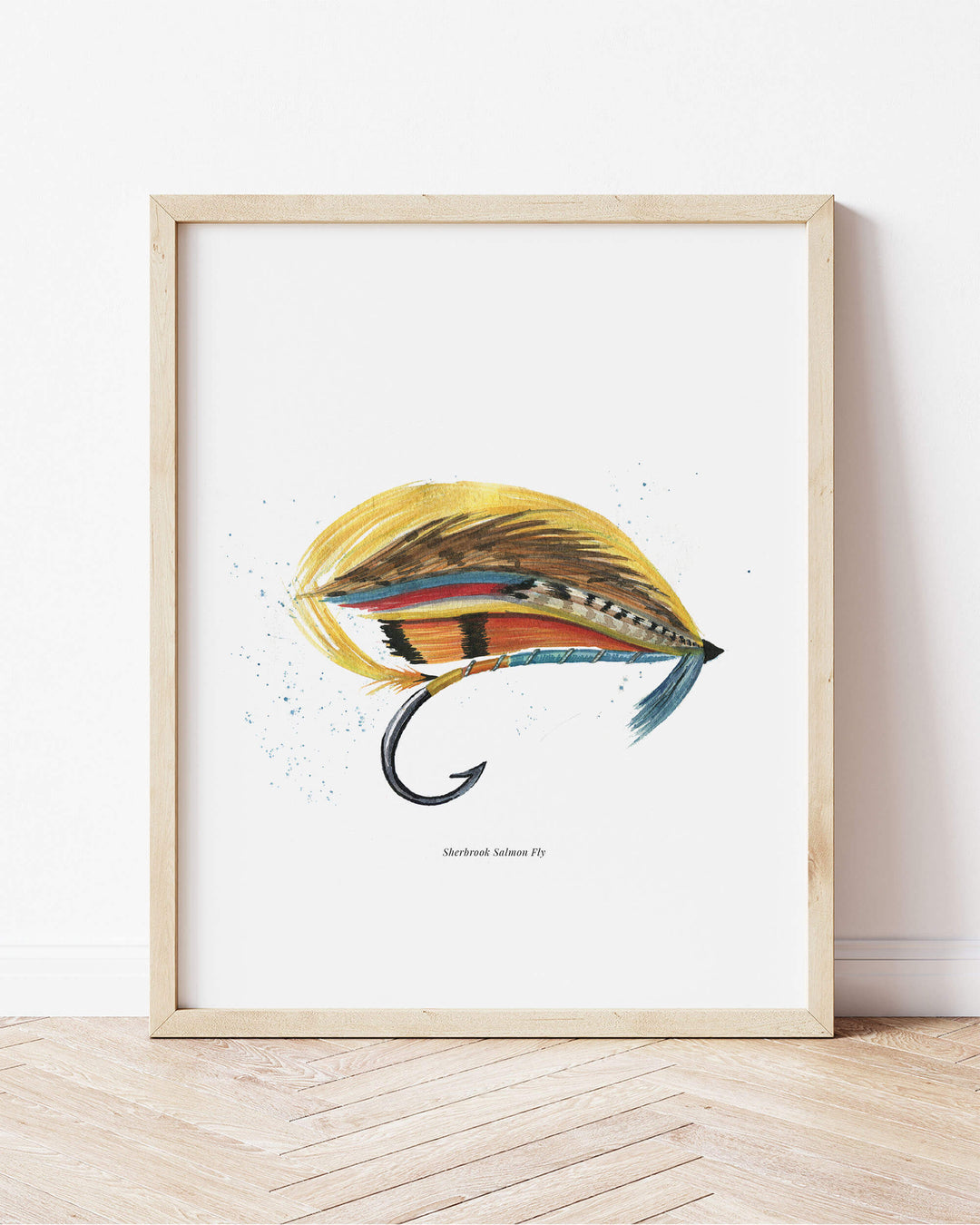 art print of watercolor painting of a salmon fly