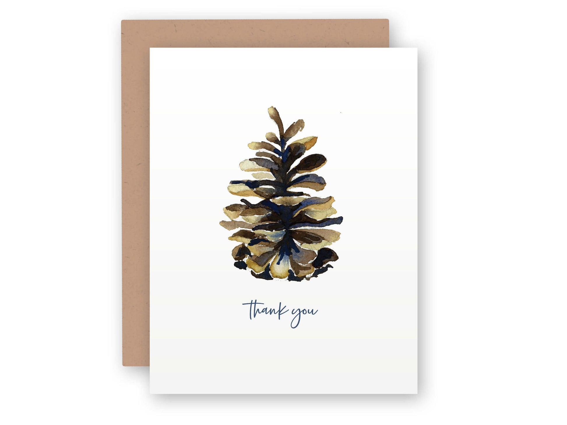 a thank card with a pine cone on it