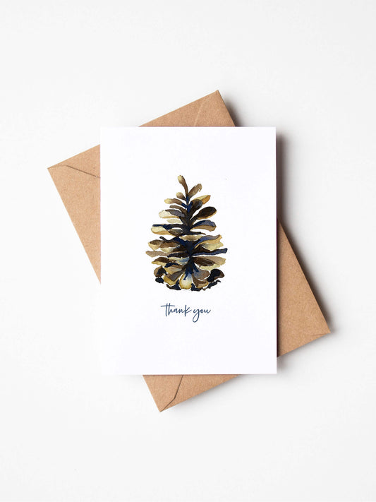 Pinecone Thank You Greeting Card Notes | Set of 6