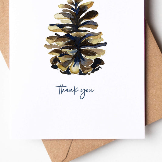 Pinecone Thank You Greeting Card Notes | Set of 6