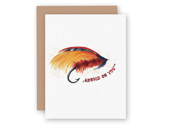 Hooked on You Fly Fishing Valentine's Day Greeting Card Set of 6