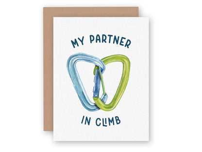 a card with the words, my partner in climb on it